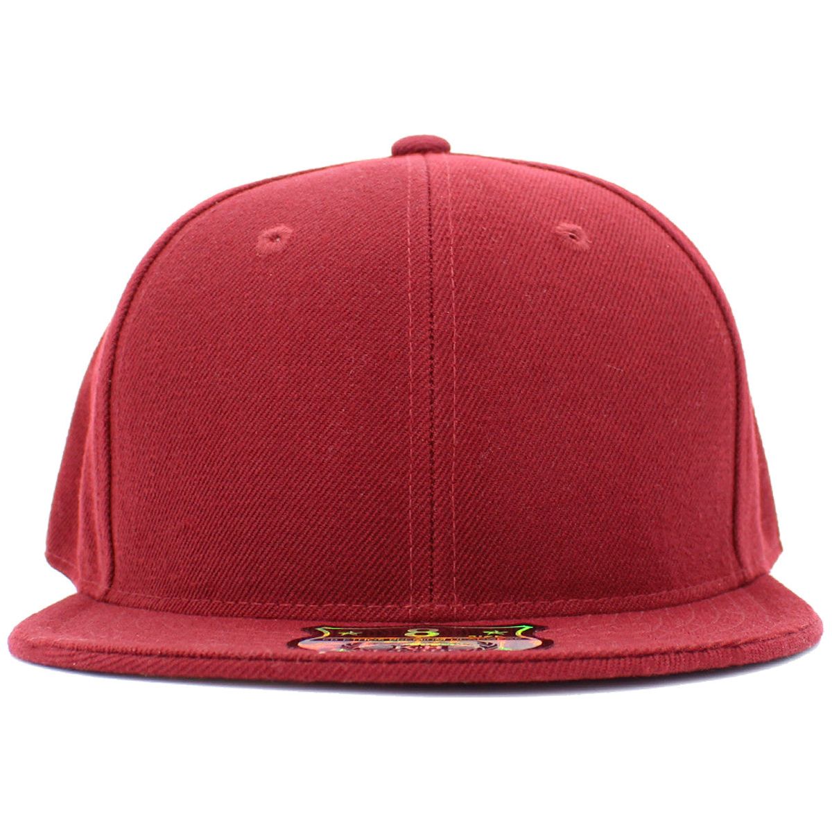 Burgundy - Structured and Fitted Baseball Cap front flat brimmed view