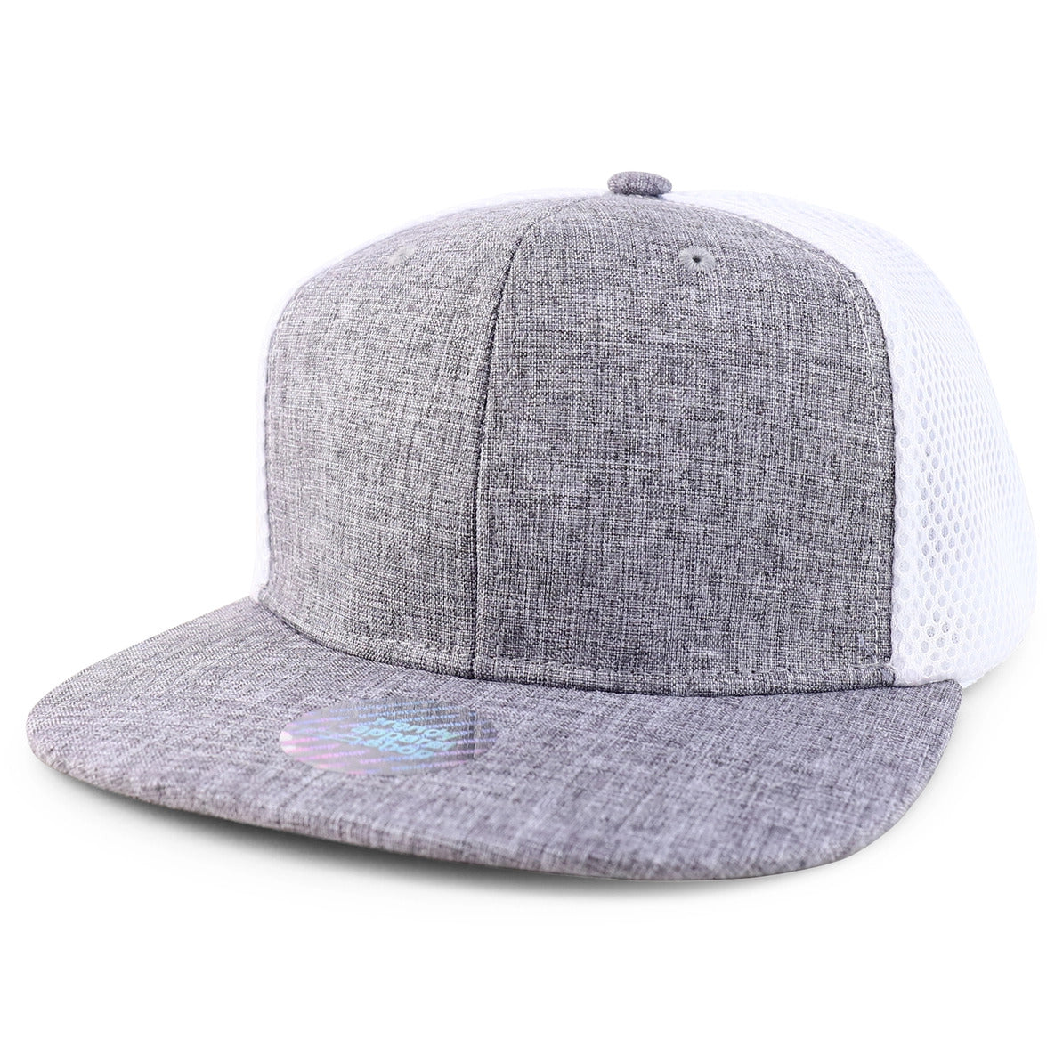 Gray with White Mesh - Flatbill Structured Baseball Cap