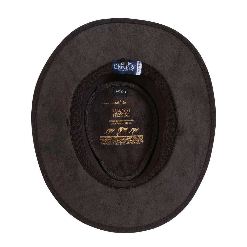 Kangaroo Crossing Leather Hat back view