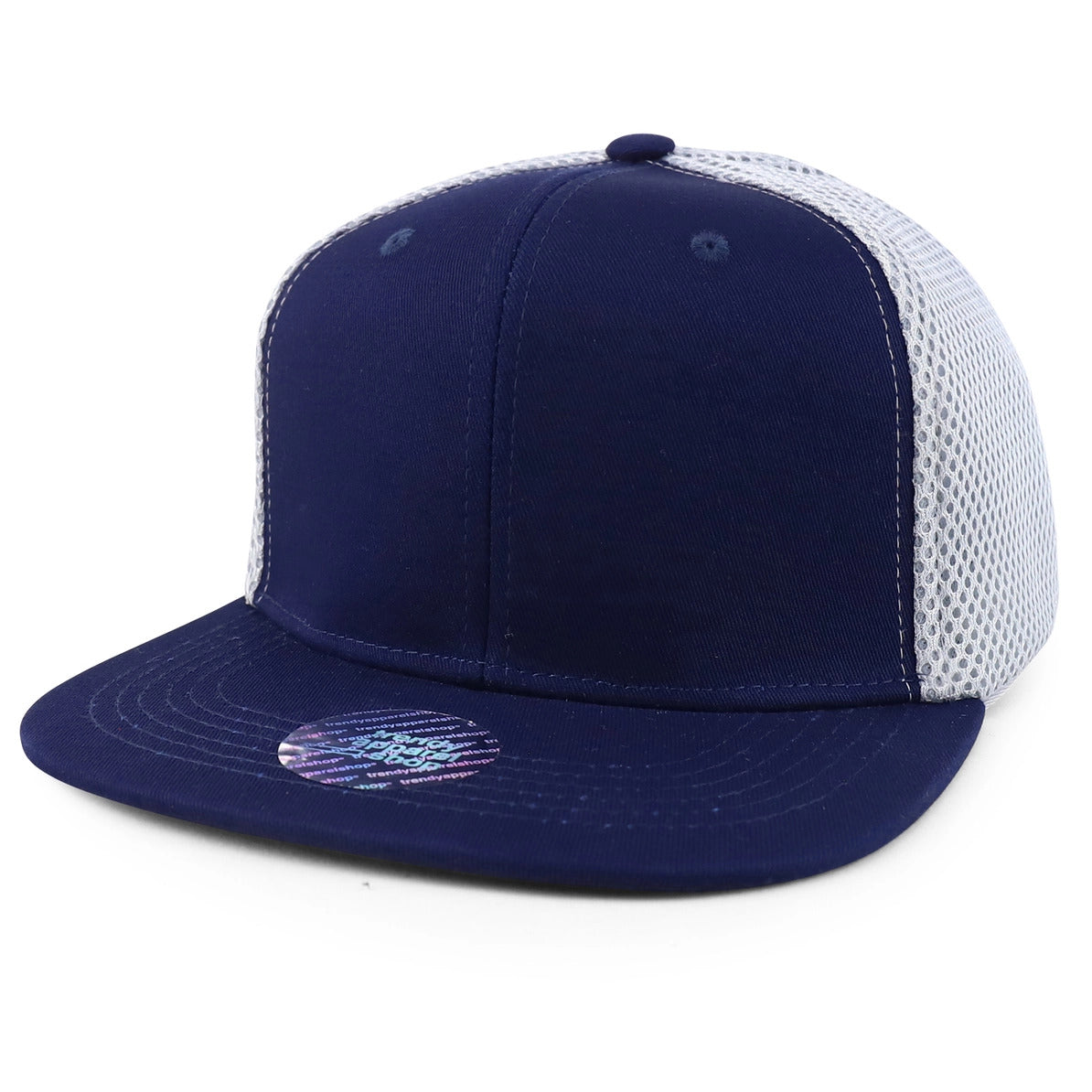 Navy with Gray Mesh - Flatbill Structured Baseball Cap