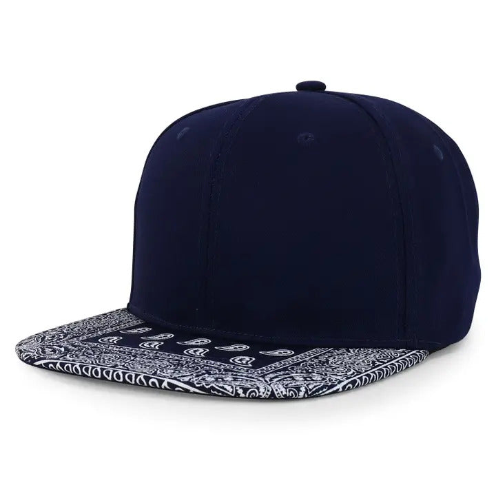 Printed Flatbill Structured Baseball Cap - Navy