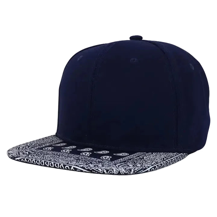 Printed Flatbill Structured Baseball Cap - Navy