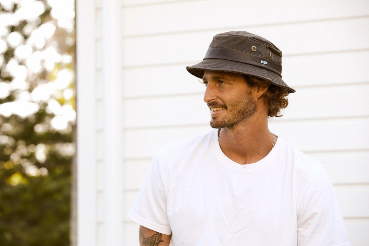 Weathered Cotton Waterproof Bucket Hat back view