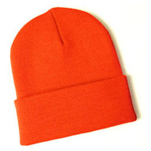 Knit Beanies for Big Heads in Blaze Orange fits Size 3XL