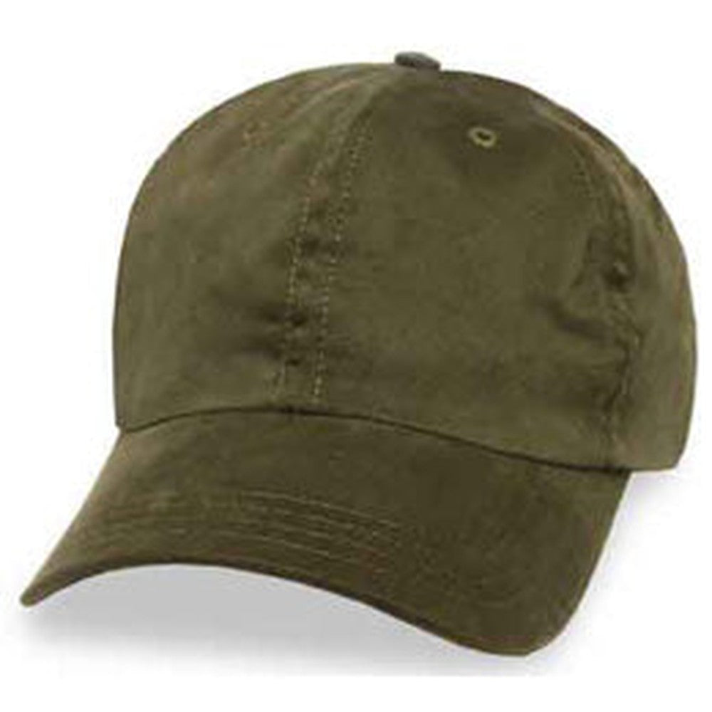 Olive unstructured baseball cap for big heads, sizes 3XL and 4XL, made in USA