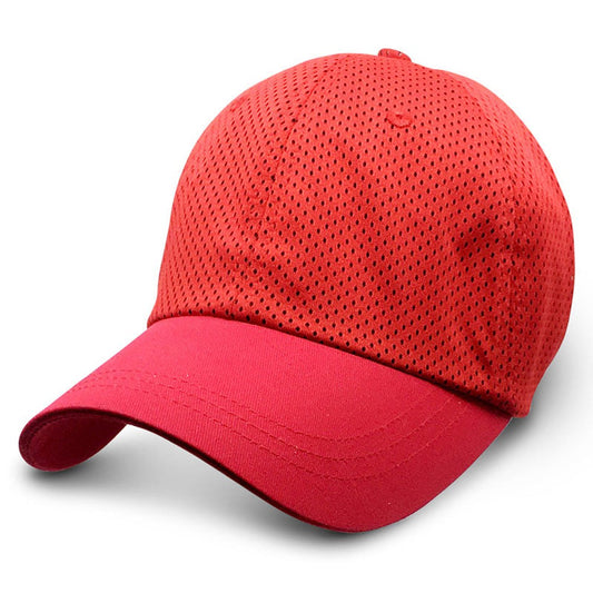 front view of Red Coolnit mesh baseball cap in size 3XL-4XL for big heads.