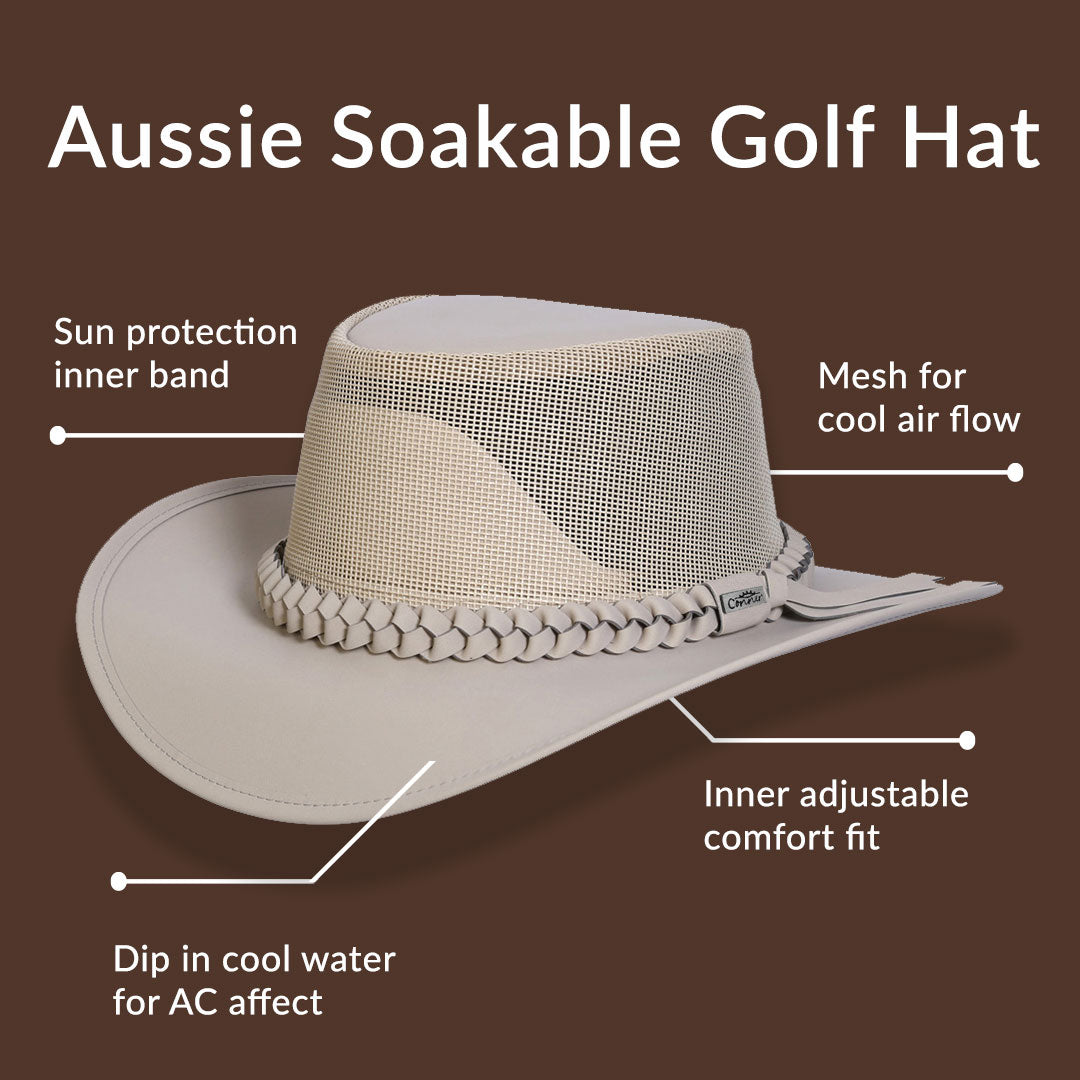 Aussie Soaker Golf Hat - Sand back view