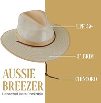 Khaki colored Aussie style fedora hat with Mesh