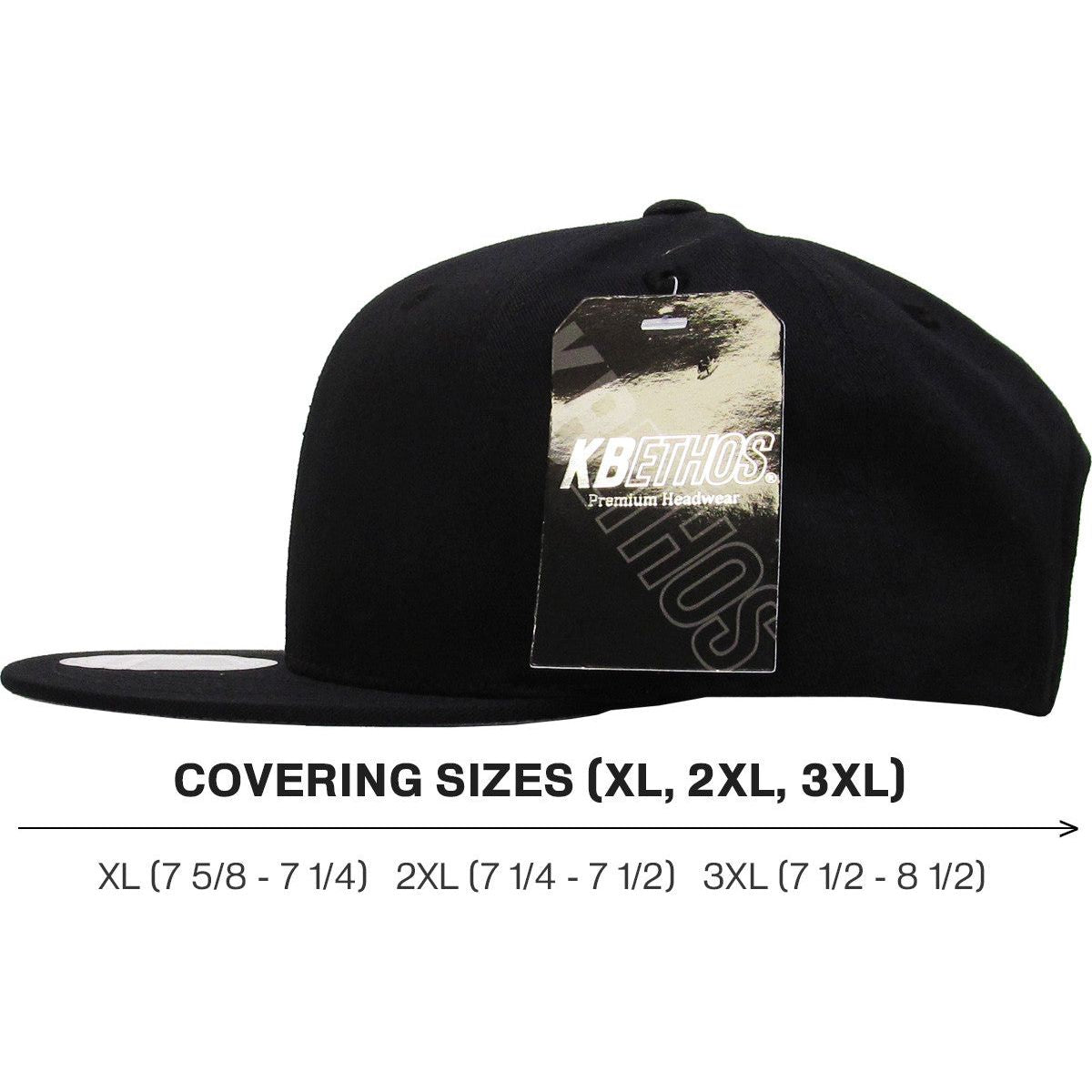 Black Flat Brim - Structured Cap left view with tag