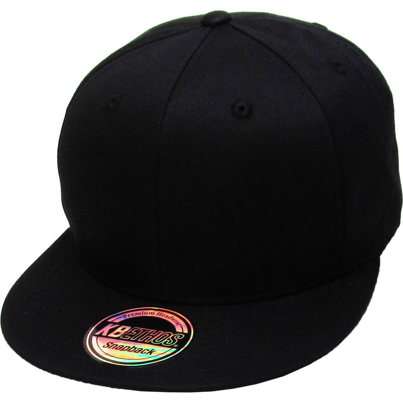 Black Flat Brim - Structured Cap front view