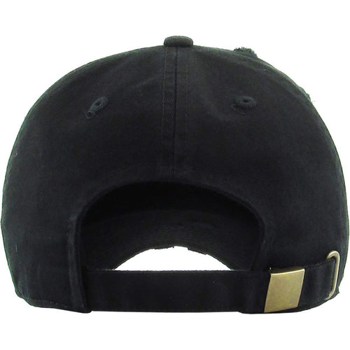 Black Distressed - Unstructured Cap back view