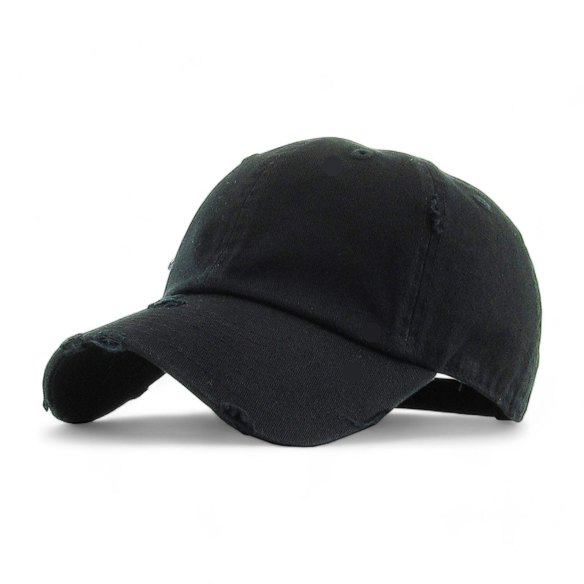 Black Distressed - Unstructured Cap front view
