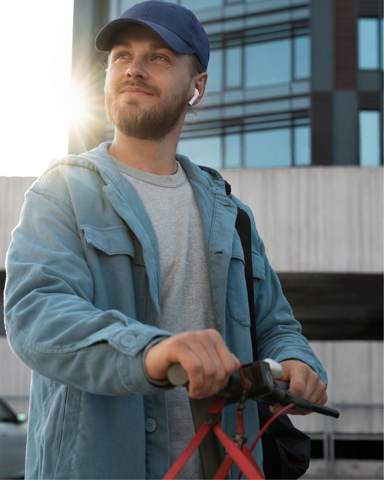 Man wearing a blue cap, promoting Big Hats for Sale.