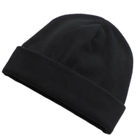 Big Hat Store Fleece cap for Big Heads, black acrylic fleece with extra deep crown, left front view on white background