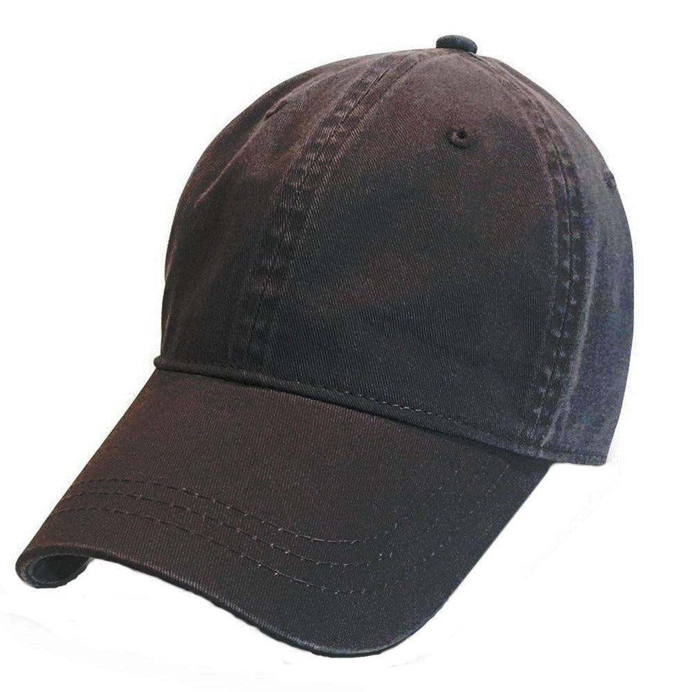 front view of a black weathered finish  unstructured baseball cap for big heads in size 3XL/4XL