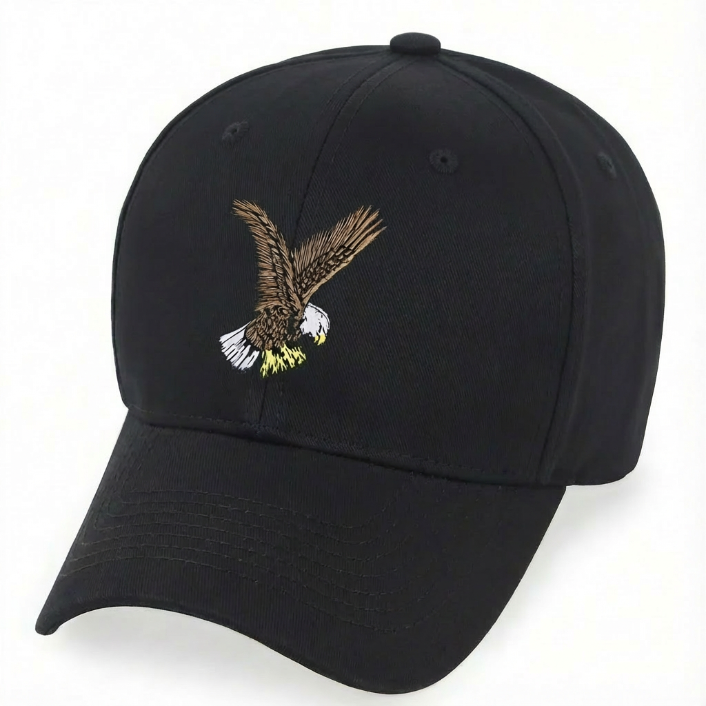 Black with Eagle Logo - Structured Baseball Cap - front 1