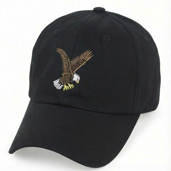 Black with Eagle Logo - Unstructured Baseball Cap - front 1