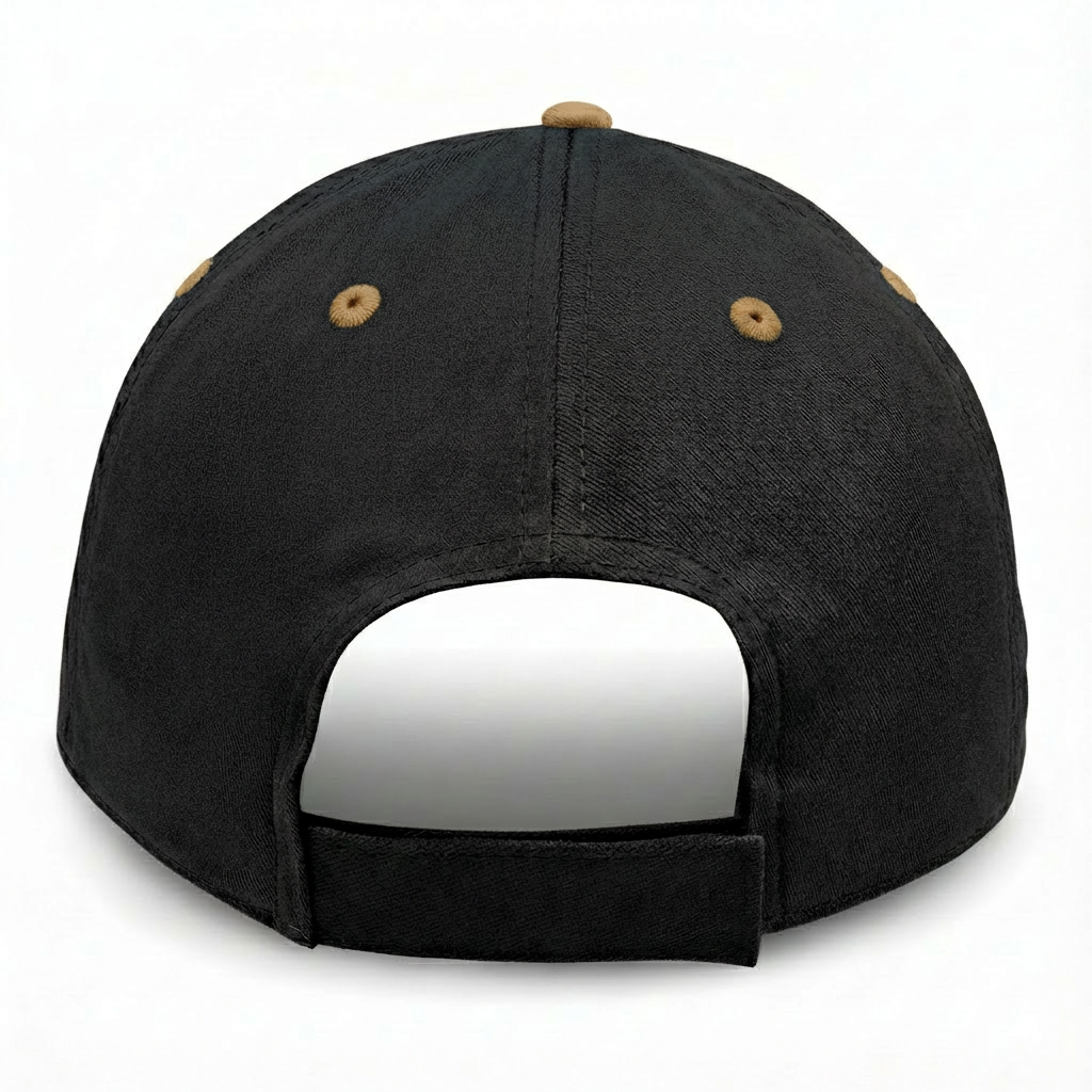 Black with Eagle Logo and Suede Visor - Structured Baseball Cap - back 1