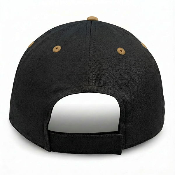 Black with Eagle Logo and Suede Visor - Structured Baseball Cap - back 1