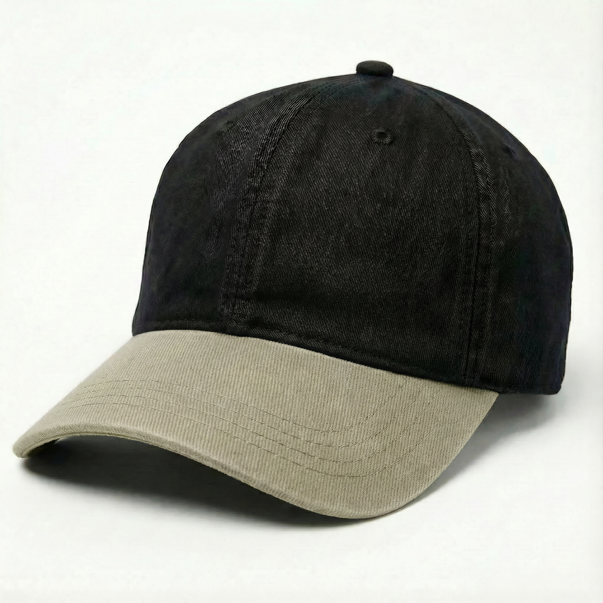 Black with Khaki Weathered-Unstructured Baseball Cap - front 1