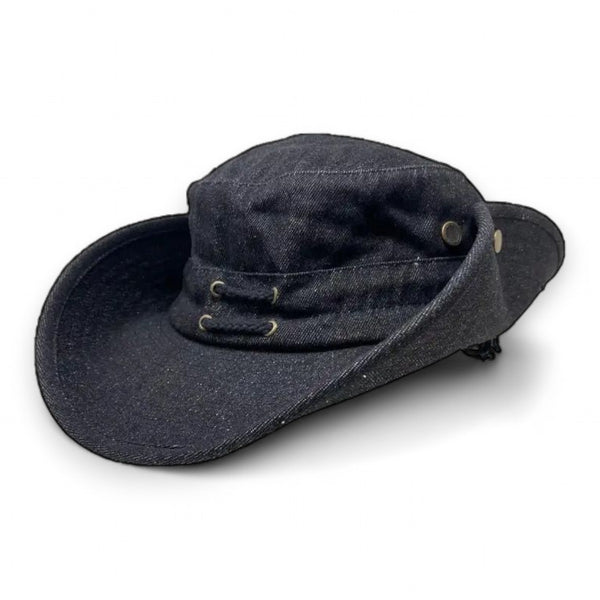 MG Mens Brushed Cotton Twill Aussie Side Snap Chin Cord Hat