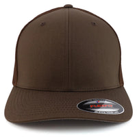 Brown - Structured Flexfit Mesh front view with sticker