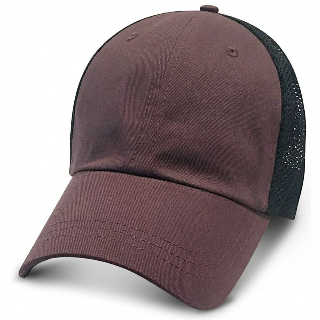 Brown Partial Soft Mesh - Unstructured Baseball Cap - front 1