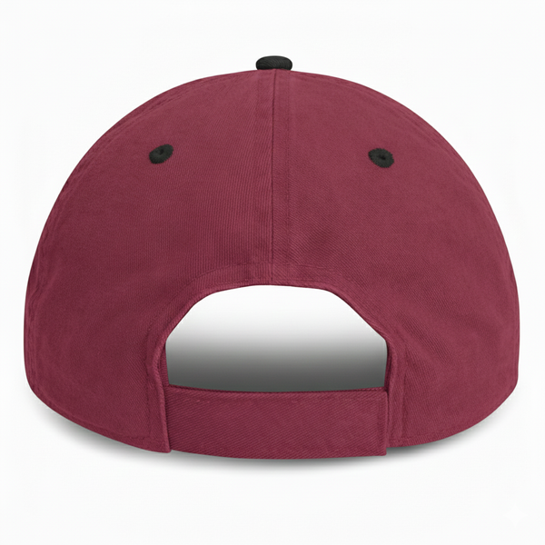 Burgundy with Black -Unstructured Baseball Cap - back 1