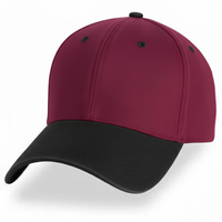 Burgundy with Black -Unstructured Baseball Cap - front 1