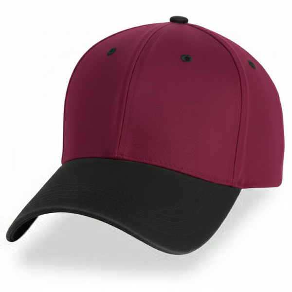 Burgundy with Black -Unstructured Baseball Cap - front 1