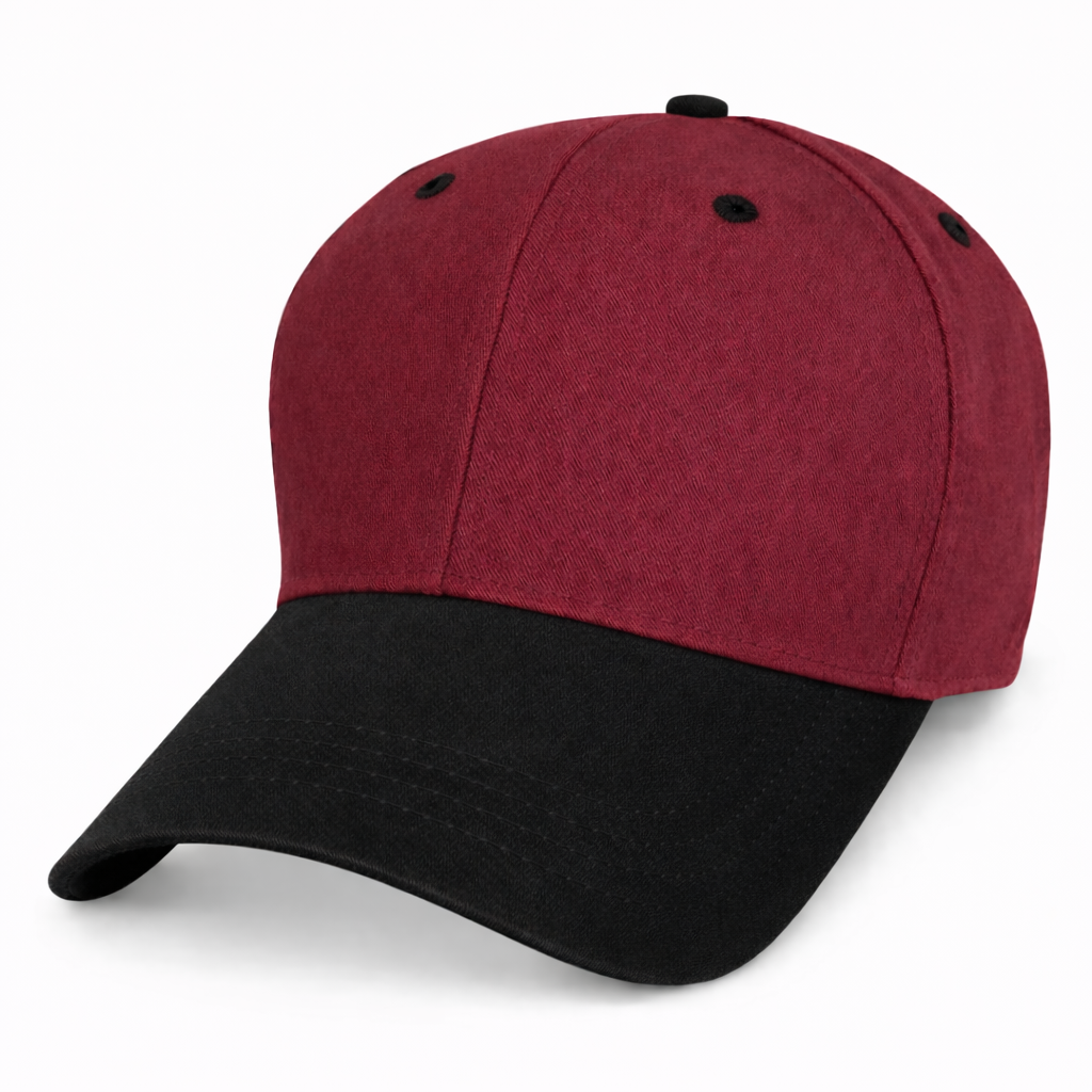 Burgundy with Black Visor - Structured Baseball Cap