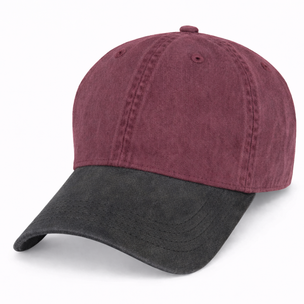 Burgundy with Black Weathered - Unstructured Baseball Cap - front 1