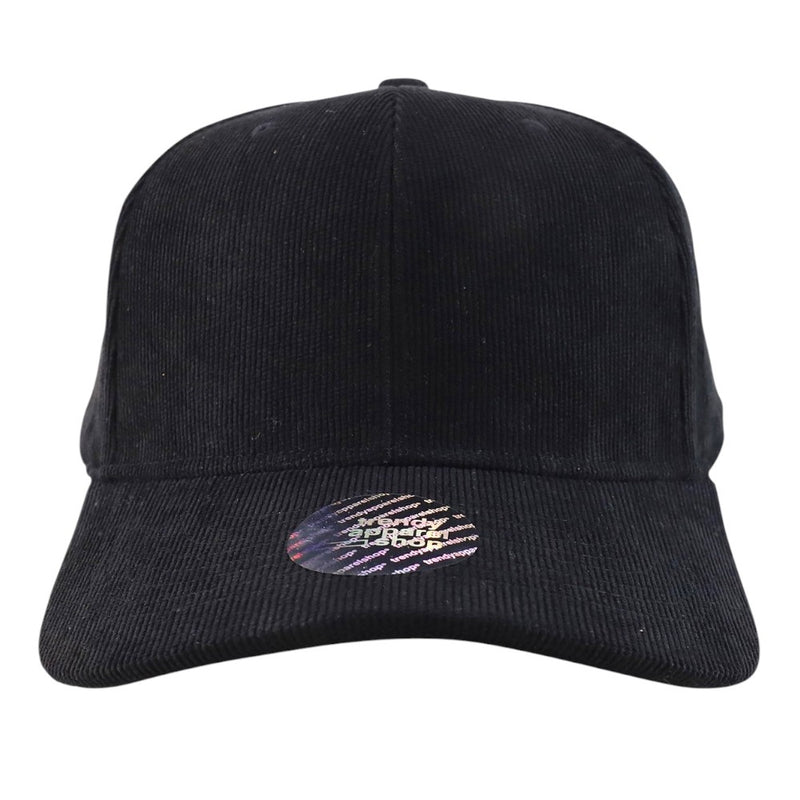 Corduroy Structured Baseball Cap -Black front-2