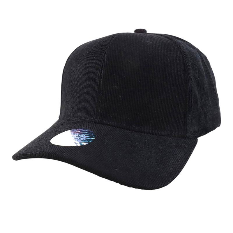 Corduroy Structured Baseball Cap -Black front