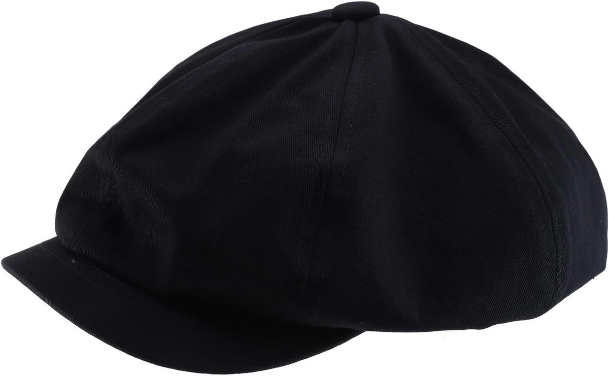 Cotton Newsboy Cap - Black