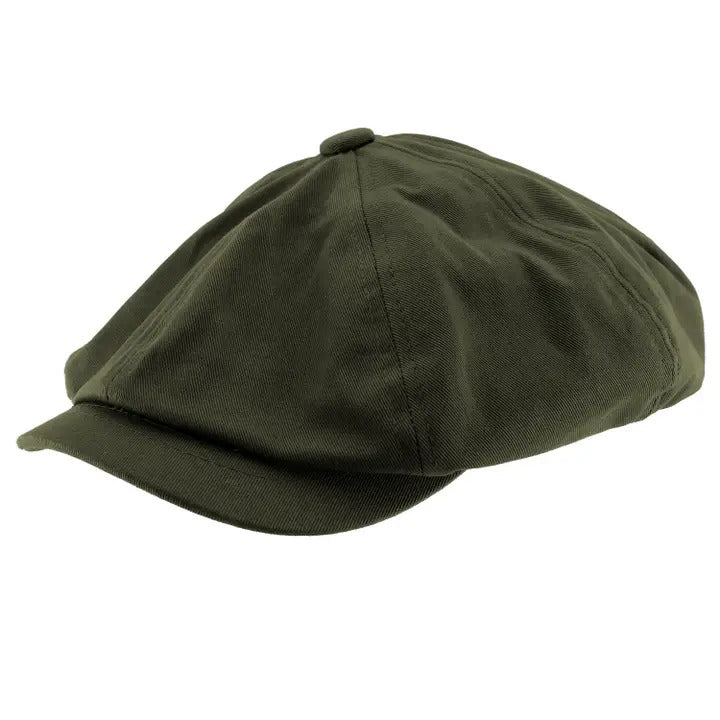 Cotton Newsboy Cap - Olive