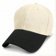 Cream with Black Visor - Structured Baseball Cap