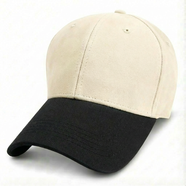 Cream with Black Visor - Structured Baseball Cap - front 1