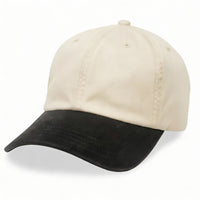 Cream with Black Visor-Unstructured Baseball Cap - front 1