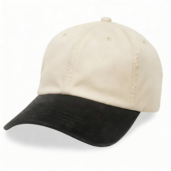 Cream with Black Visor-Unstructured Baseball Cap - front 1