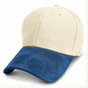 Cream with Blue Suede Visor - Structured Baseball Cap