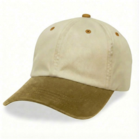 Cream with Brown Visor - Unstructured Baseball Cap - front 1