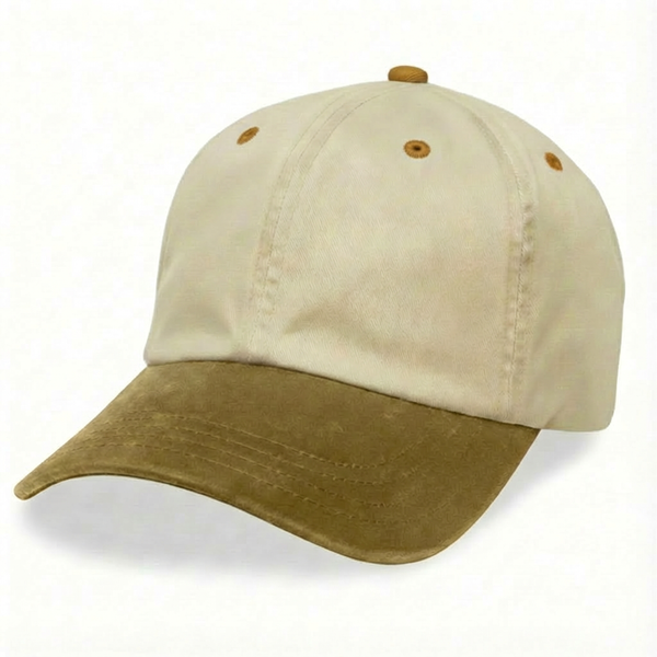 Cream with Brown Visor - Unstructured Baseball Cap - front 1