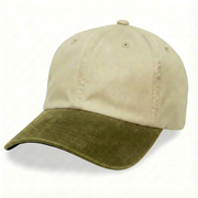 Cream with Olive Visor - Unstructured Baseball Cap