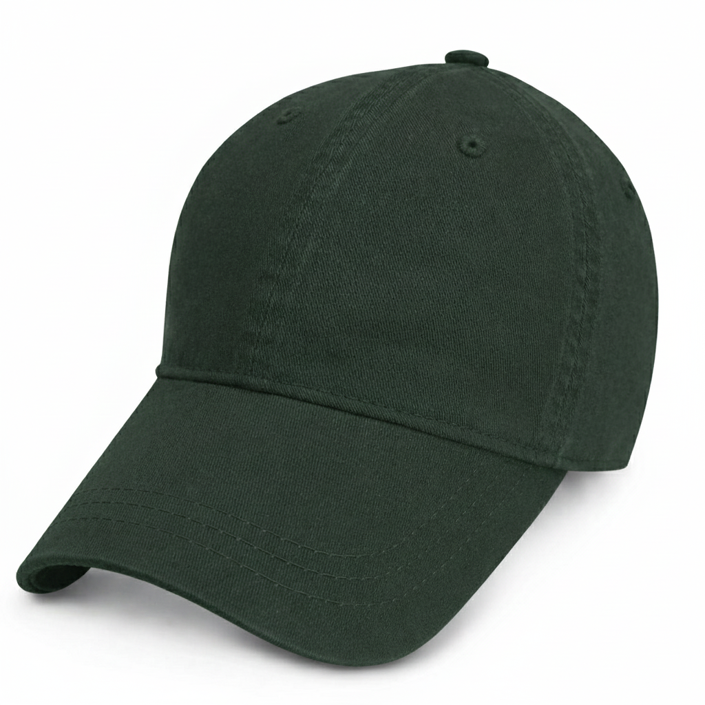 Dark Green Unstructured Baseball Cap -  front 1