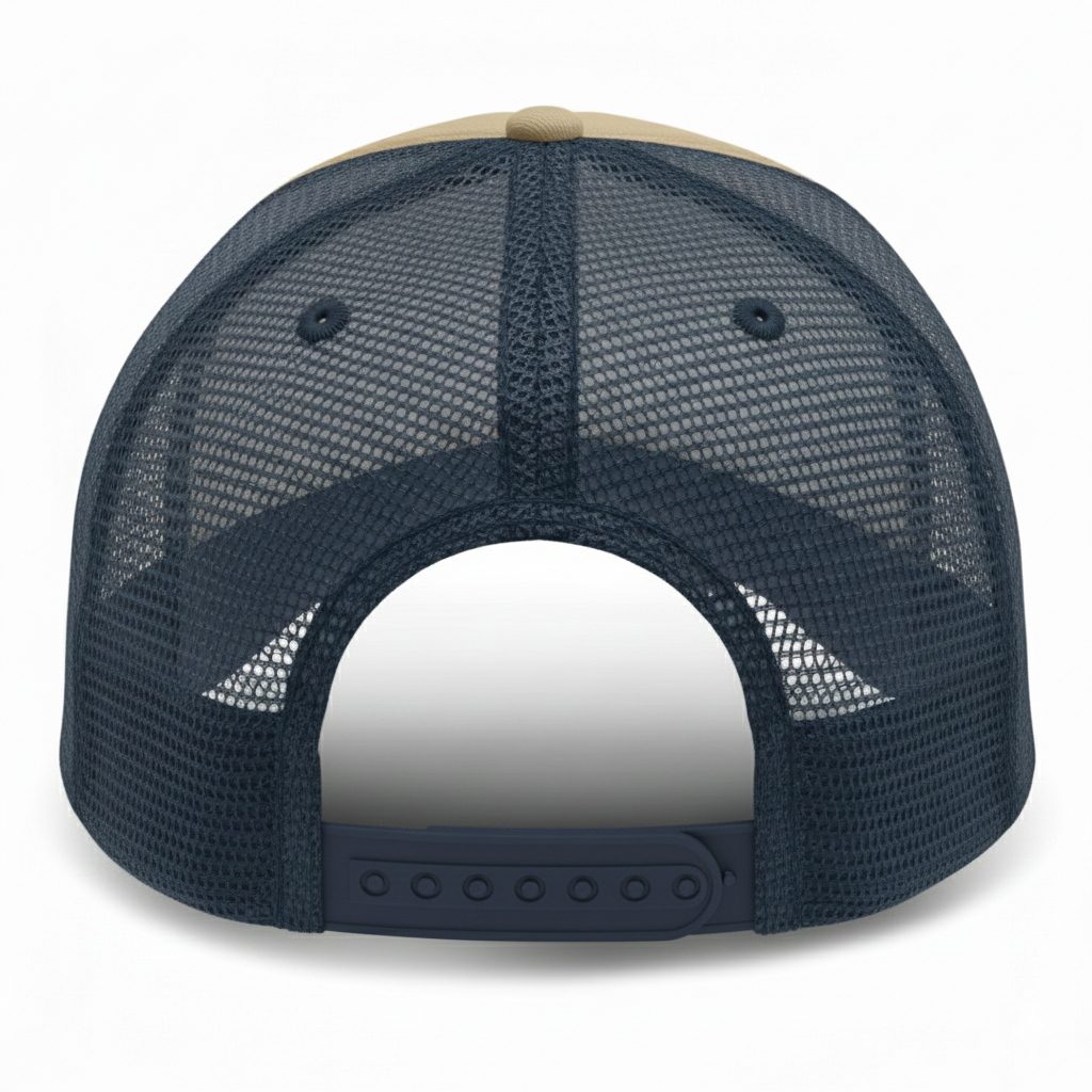 Dark Khaki with Blue Partial Coolnit-Unstructured Baseball Cap - back 1