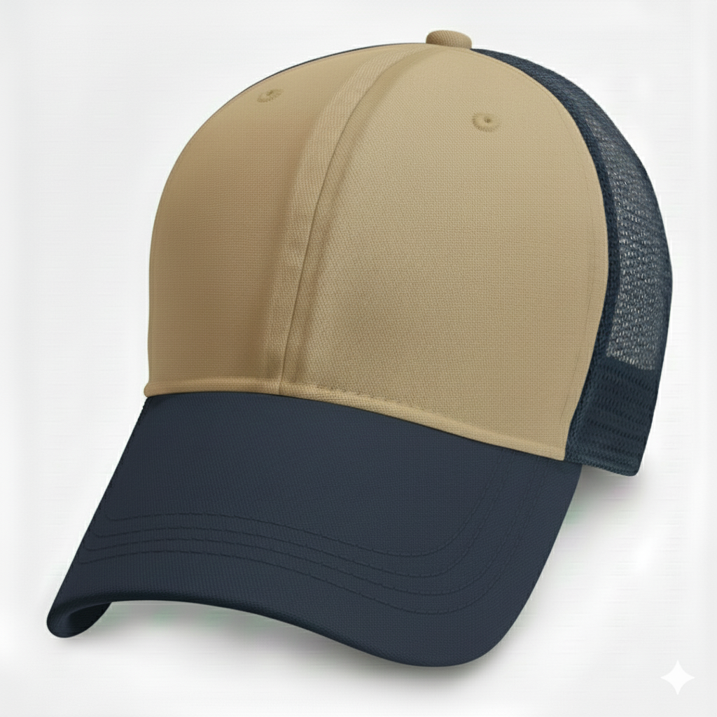 Dark Khaki with Blue Partial Coolnit-Unstructured Baseball Cap - front 1
