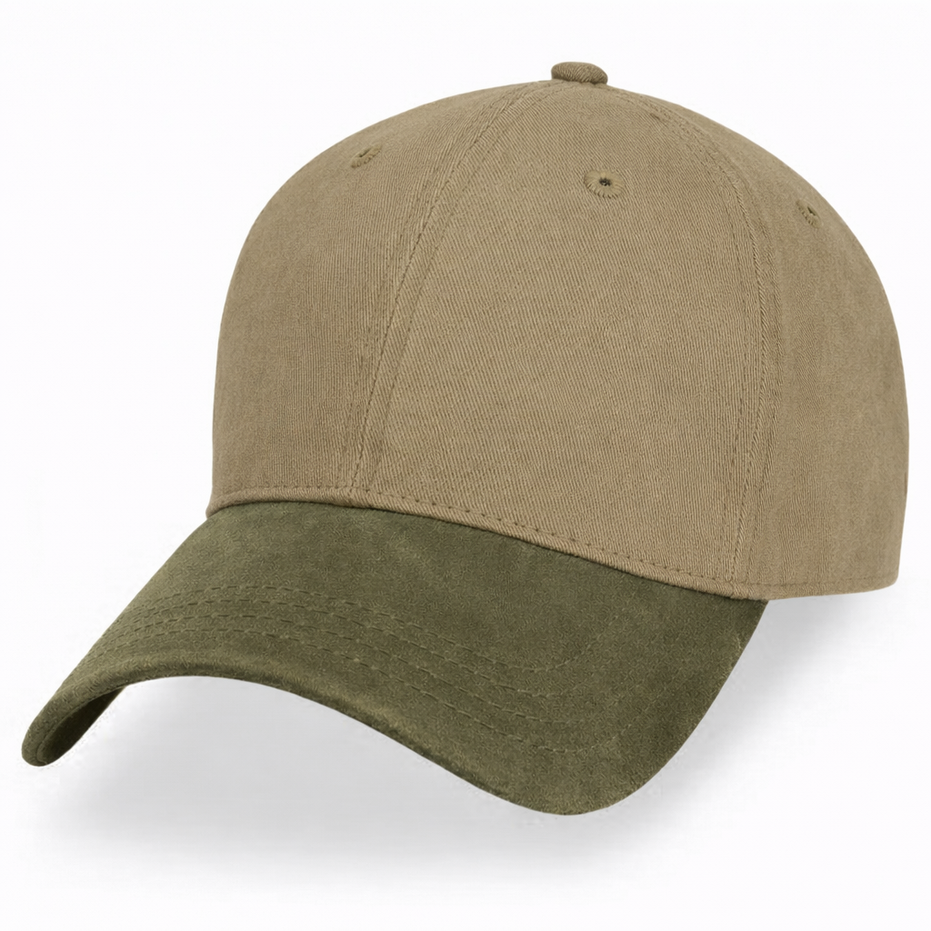 Dark Khaki with Olive Suede Visor-Unstructured Baseball Cap - front 1