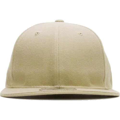 Khaki - Structured and Fitted Baseball Cap flat brim front view