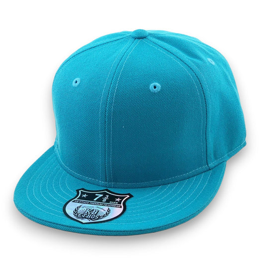 Aqua blue structured and fitted baseball cap designed for big heads, available in sizes 7 3/4 & 8. Front left view.